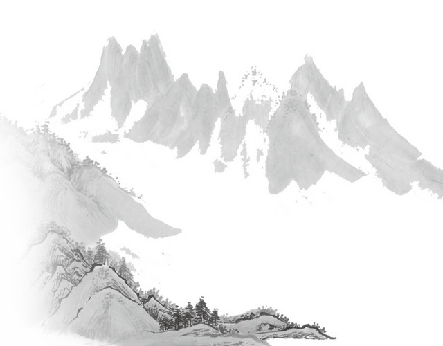 清新淡墨山峰素材