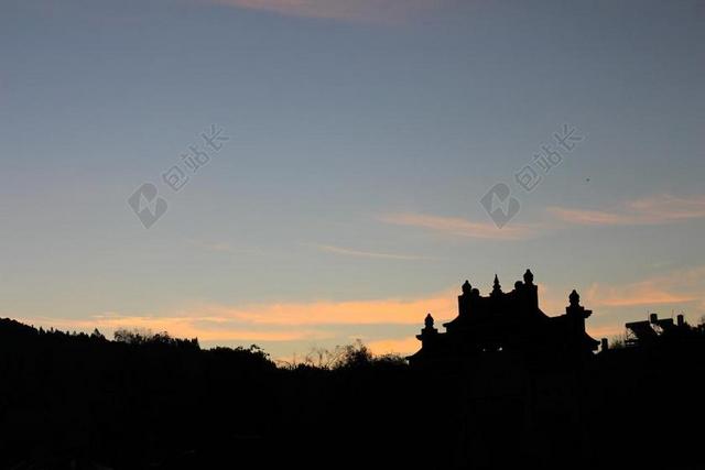 建筑传统夕阳下的古代建筑背景图片