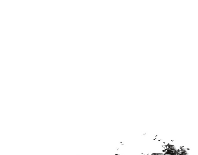 水墨山水黑白透明免扣底图