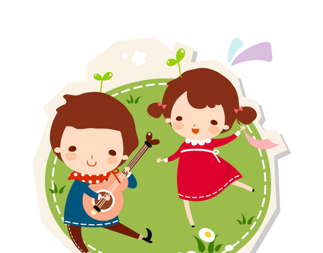 六一儿童节卡通小学生元素