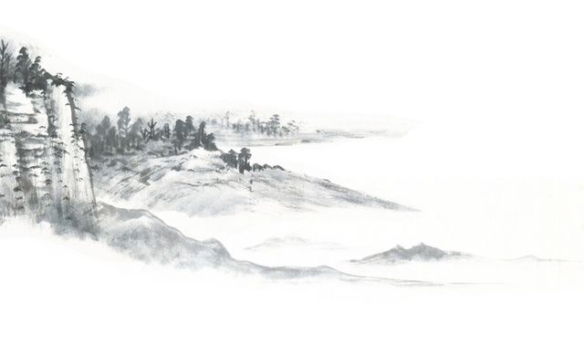 远山山峰水墨素材