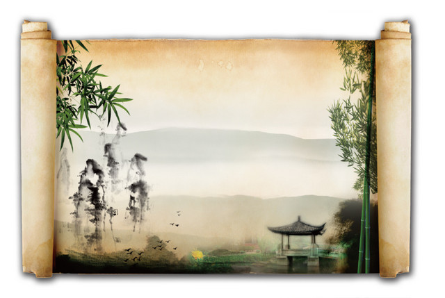 中国风卷轴元素矢量图形