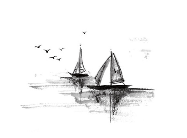 江景小船素材