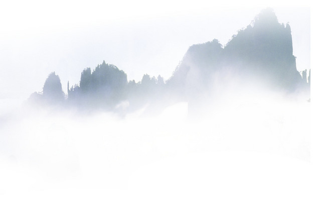 云雾淡青色山峰素材