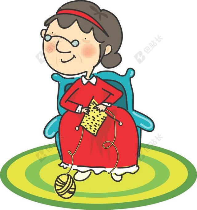 彩色艺术可爱老奶奶卡通画艺术绘画背景图片
