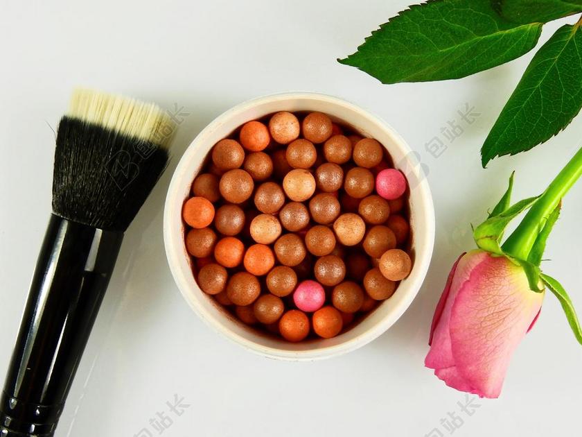 食物刷子糖果和玫瑰背景图片