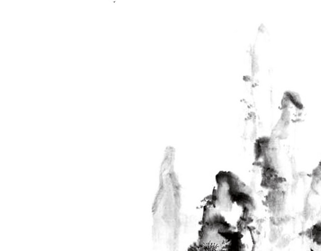 水墨国画江水素材