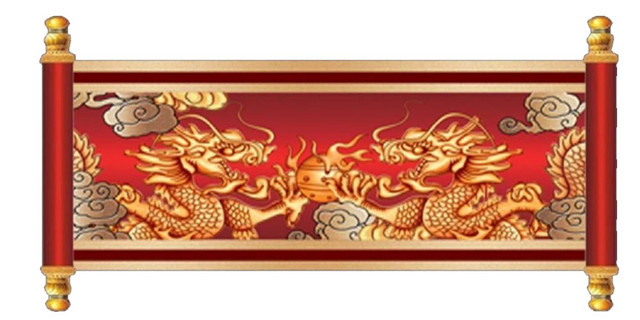 红色卷轴矢量元素