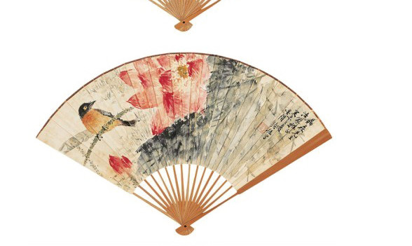古典花鸟折扇免抠元素