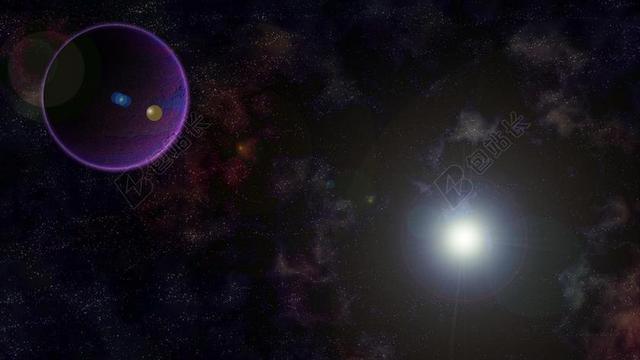 彩色星空闪耀光影下的太空宇宙形体背景图片