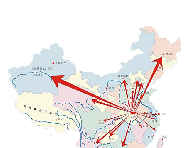 中国地图箭头PPT素材