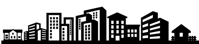 黑白城市建筑剪影元素设计