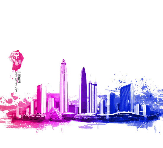 魅力城市彩色建筑背景素材