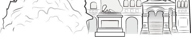 手绘欧美古堡建筑黑白插画