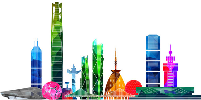 创意时尚城市建筑矢量素材