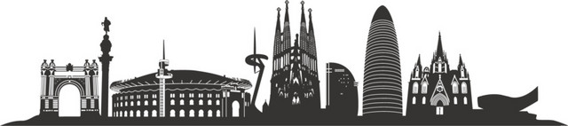 城市建筑黑白手绘插画