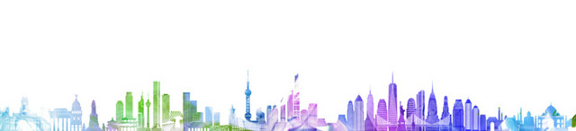 彩色渐变魅力城市建筑矢量元素