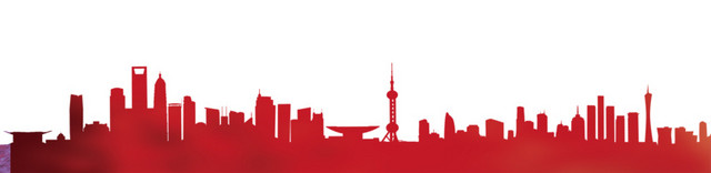红色渐变城市建筑剪影