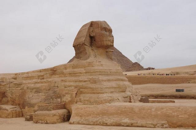 黄色旅游简约沙漠狮身人面背景图片