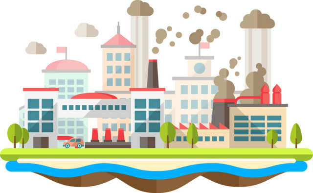 城市建筑卡通小清新插画