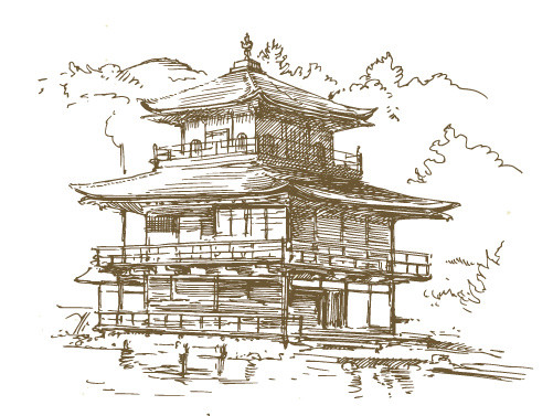 手绘中国风建筑插画