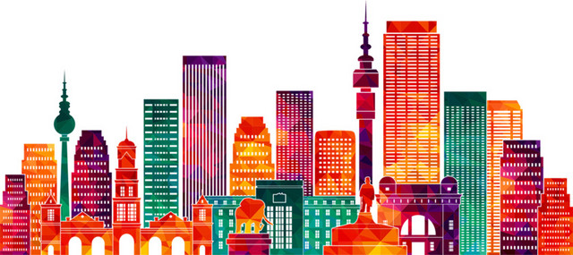 创意几何城市建筑插画