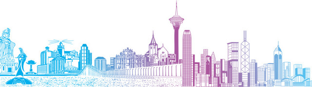 彩色渐变城市建筑手绘插画