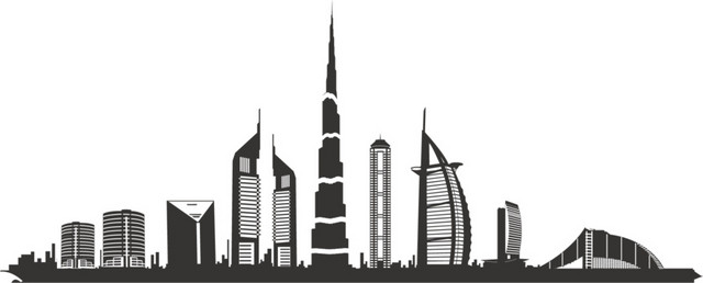 黑白扁平城市建筑矢量插画
