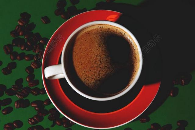 红色餐饮唯美下午茶咖啡杯泡沫背景图片