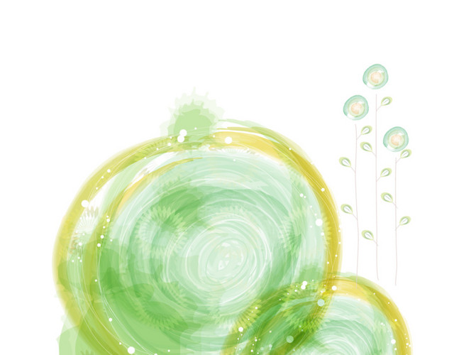 绿色水墨效果植物元素素材