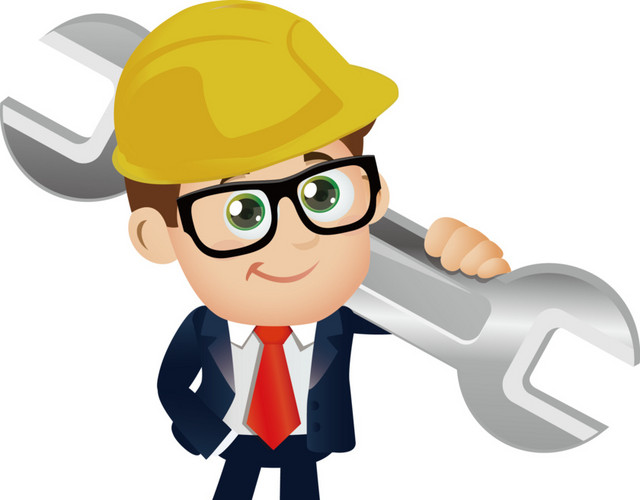 卡通工程师和工具矢量素材