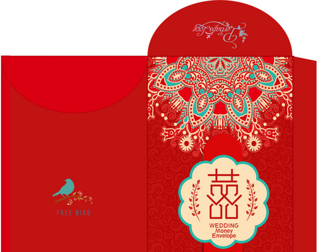 矢量创意囍字红包素材