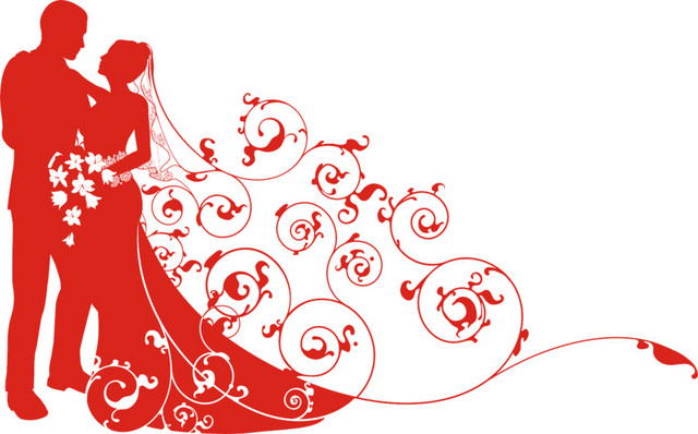 卡通人物婚礼结婚剪影素材