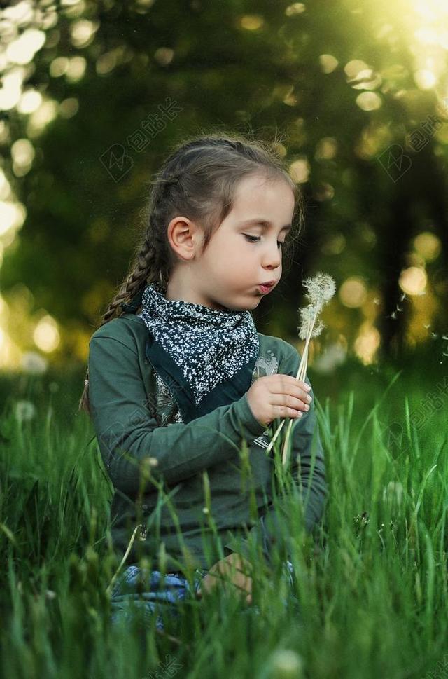 儿童 蒲公英 孩子们 春 自然 草 夏天 女孩 可爱 小