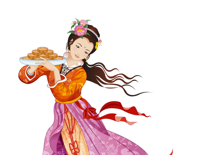古代美女月饼装饰
