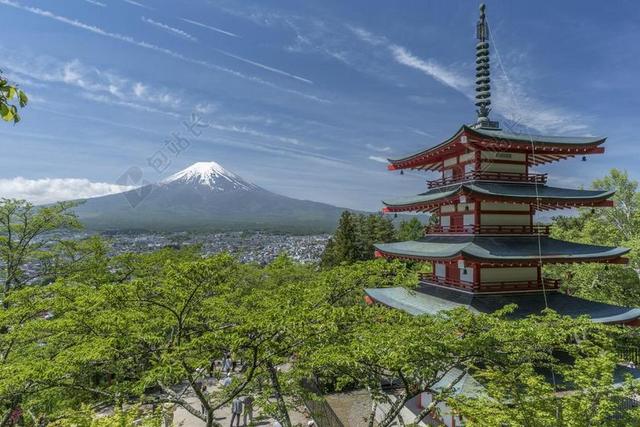富士 装载 宝塔 日本 山 天空 旅行 景观 自然 火山