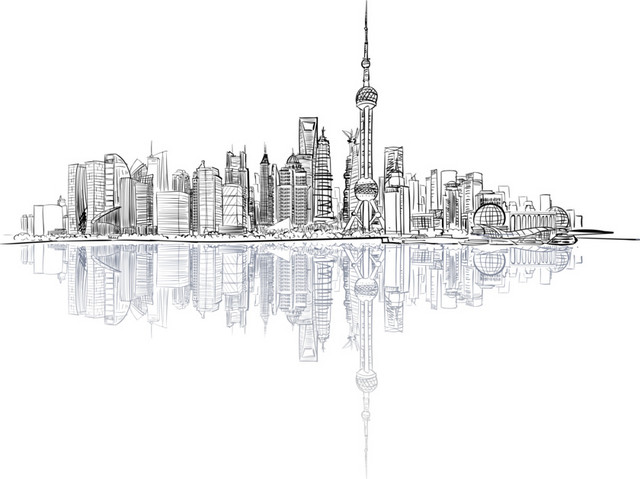 上海建筑手绘插画