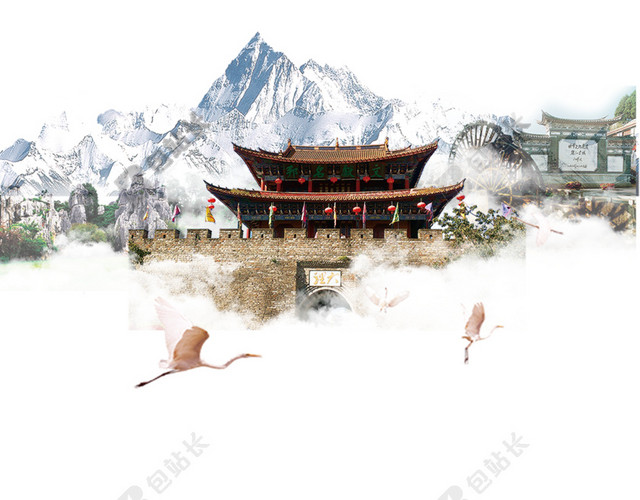 名胜古迹旅游景点海报背景素材