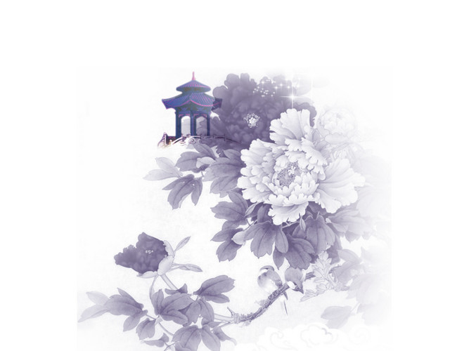 紫色花朵装饰中秋