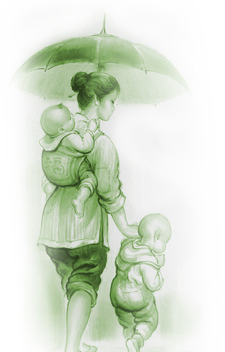 在雨中行走免抠素材