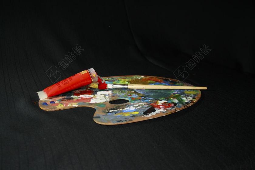 黑色艺术绘画颜料调料盘背景图片