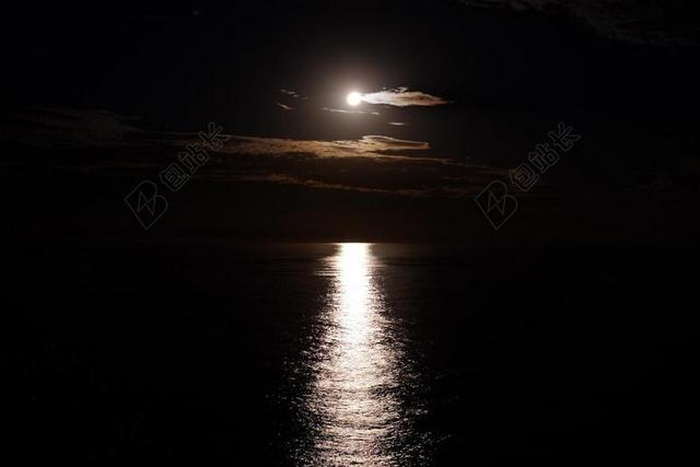 月亮照耀 海洋 反思 夜 光