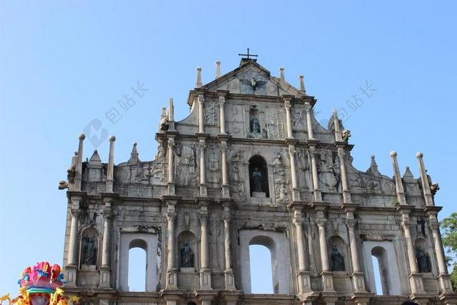 建筑澳门古代牌坊背景图片