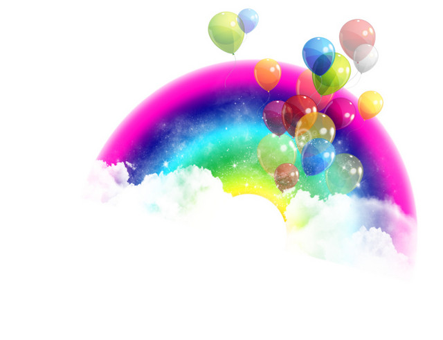 彩色彩虹卡通气球开学季素材