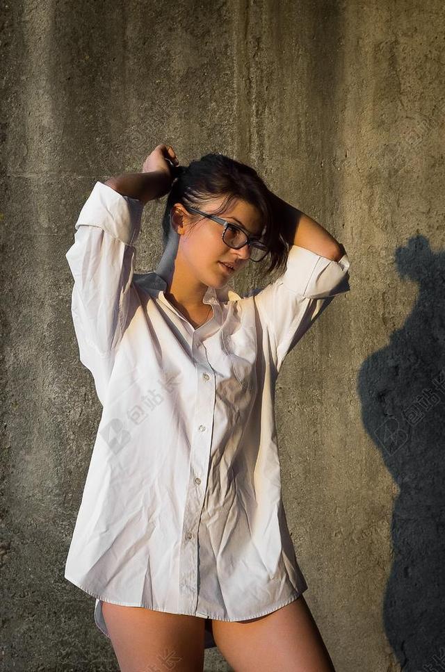 女子 衬衫 褐发 美丽 女孩 诱惑 白 夏天 声色 性质