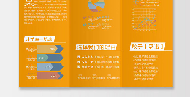 卡通橙色培训班招生简章三折页模版