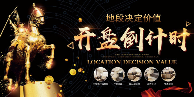活动展板黑色典雅房地产开盘倒计时宣传海报
