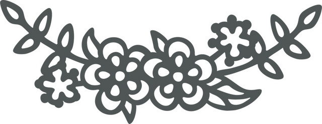 黑色线描鲜花组合手账装饰设计素材