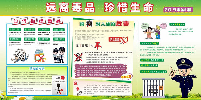 远离毒品珍惜生命公益慈善禁毒宣传栏展板