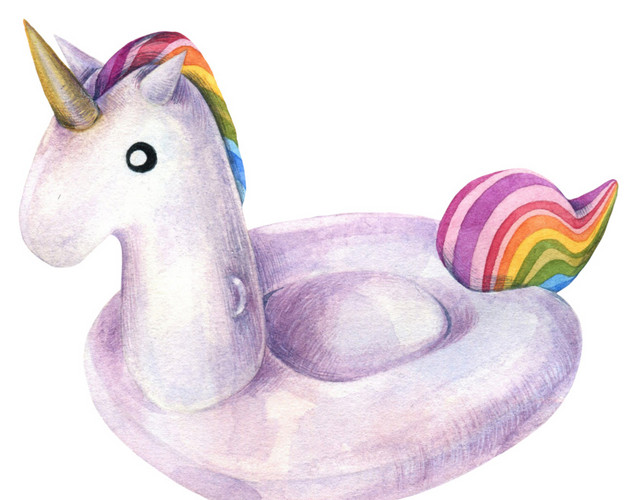 独角兽游泳圈卡通插画